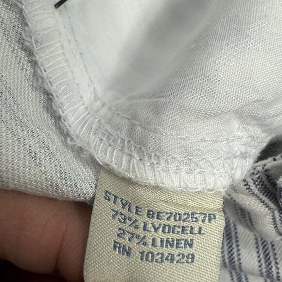BLUE EARTH Cropped Pants Blue White Striped Soft Lyocell Linen Blend Sz 16 NWT - Picture 6 of 7